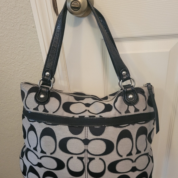 Coach Black and Gray Signature Large Tote Diaper Weekender Bag - Picture 2 of 9